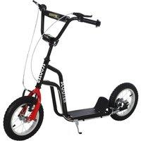 HOMCOM Kids Kick Scooter 75-80cm Adjustable w/ Inflatable Wheels in Black