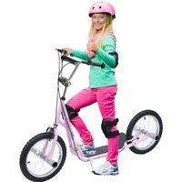 HOMCOM Teen Push Scooter Kids Children Stunt Scooter 16 Inches Wheels Adjustable in Pink