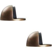 Loops 2x Floor mounted Oval Doorstop 44 x 22mm Antique Brass Half Moon Stopper in Metallics