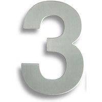 Loops 178mm Front Door Numerals '3' 150mm Fixing Centres Satin Stainless Steel in Metallics