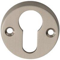 Loops 45mm Euro Profile Open Escutcheon 8mm Depth Satin Nickel Keyhole Cover in Metallics