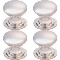 Loops 4x Victorian Round Cupboard Door Knob 38mm Dia Polished Nickel Cabinet Handle in Metallics