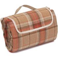 Red Hamper Burnt Orange Fleece Tartan Picnic Blanket