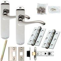 Loops Door Handle & Latch Pack Chrome Modern Scroll Lever Round Backplate 180 x 40mm