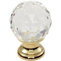 Loops Faceted Crystal Cupboard Door Knob 25mm Dia Polished Brass Cabinet Handle in Metallics