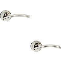 Loops 2x PAIR Flat Arched Style Handle on Round Rose Concealed Fix Polished Nickel in Metallics