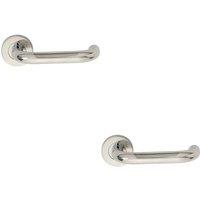 Loops 2x PAIR 19mm Round Bar Safety Handle on Round Rose Concealed Fix Polished Steel in Metallics