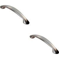 Loops 2x Flared Cabinet Pull Handle 165.5 x 23mm 128mm Fixing Centres Satin Nickel in Metallics