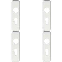 Loops 4x PAIR Door Handle Euro Lock Plate for Safety Levers 154 x 40mm Satin Aluminium