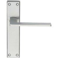 Loops Flat Straight Lever on Latch Backplate Door Handle 180 x 40mm Satin Chrome