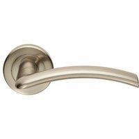 Loops PAIR Flat Arched Style Handle on Round Rose Concealed Fix Satin Nickel in Metallics