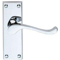 Loops PAIR Victorian Scroll Handle on Latch Backplate 120 x 41mm Polished Chrome