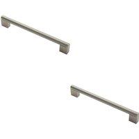 Loops 2x Round Bar Pull Handle 232 x 14mm 192mm Fixing Centers Satin Nickel & Steel in Metallics