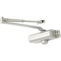 Loops Fixed Power Overhead Door Closer 180 Degree Opening 60kg Doors Silver in Metallics