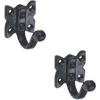 Loops 2x Single Ornate Wardrobe Hook on Butterfly Backplate 47mm Proj Black Antique