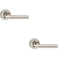 Loops 2x PAIR Straight Elliptical Lever on Round Rose Concealed Fix Dual Nickel in Metallics