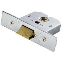 Loops 64mm Flat Mortice Door Security Latch Fire Door Rated Satin Chrome