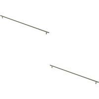 Loops 2x Round T Bar Cabinet Pull Handle 668 x 12mm 608mm Fixing Centres Satin Nickel in Metallics
