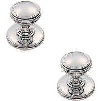 Loops 2x Ringed Tiered Cupboard Door Knob 30mm Diameter Polished Chrome Cabinet Handle