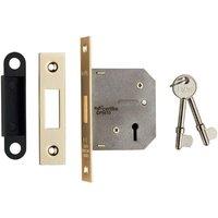 Loops 64mm 3 Lever BS Deadlock Square Forend Electro Brassed Door Security Latch in Metallics