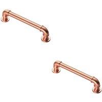 Loops 2x Pipe Design Cabinet Pull Handle 128mm Fixing Centres 12mm Dia Satin Copper