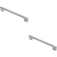 Loops 2x Keyhole Bar Pull Handle 204 x 14mm 192mm Fixing Centres Satin Nickel & Chrome in Metallics