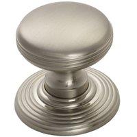 Loops Smooth Ringed Cupboard Door Knob 28mm Dia Satin Nickel Cabinet Handle in Metallics