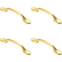 Loops 4x 128mm Shaker Style Cabinet Pull Handle 76mm Fixing Centres Satin Brass in Metallics
