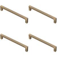Loops 4x Square Block Pull Handle 170 x 10mm 160mm Fixing Centres Antique Brass in Metallics