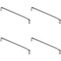 Loops 4x Round D Bar Cabinet Pull Handle 202 x 10mm 192mm Fixing Centres Chrome