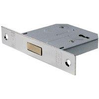 Loops 76mm 3 Lever BS Deadlock Square Forend Nickel Plated Door Security Latch in Metallics