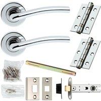 Loops Door Handle & Latch Pack Chrome Modern Raised Slim Bar on Screwless Round Rose