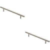Loops 2x Round T Bar Pull Handle 178 x 10mm 128mm Fixing Centres Stainless Steel in Metallics