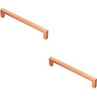 Loops 2x Square Block Pull Handle 170 x 10mm 160mm Fixing Centres Satin Copper