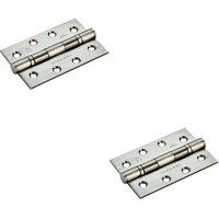 Loops 2x PAIR 102 x 68 x 2.2mm Ball Bearing Hinge Satin Steel Interior Door in Metallics