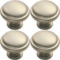 Loops 4x Domed Top Cupboard Door Knob 34mm Diameter Satin Nickel Cabinet Handle in Metallics