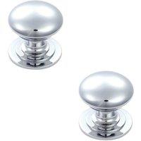 Loops 2x Victorian Round Cupboard Door Knob 50mm Dia Polished Chrome Cabinet Handle