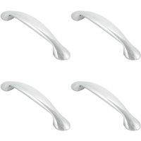 Loops 4x Flared Cabinet Pull Handle 165.5 x 23mm 128mm Fixing Centres Chrome