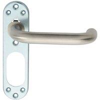 Loops PAIR Safety Lever on Steel Inner Backplate 168mm Door Handle Satin Steel in Metallics
