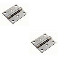 Loops 2x PAIR 76 x 67 x 2.5mm Ball Bearing Hinge Satin Stainless Steel Interior Door in Metallics