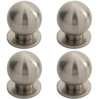 Loops 4x Small Solid Ball Cupboard Door Knob 30mm Dia Satin Nickel Cabinet Handle in Metallics