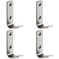 Loops 4x Flat One Piece Single Coat Hook 70 x 20mm Satin Anodised Aluminium