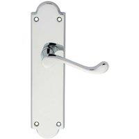 Loops PAIR Victorian Scroll Handle on Latch Backplate 205 x 49mm Polished Chrome