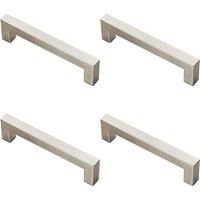 Loops 4x Square Linear Block Pull Handle 142 x 14mm 128mm Fixing Centres Satin Steel in Metallics