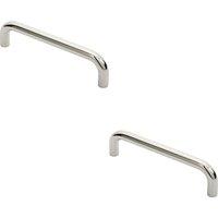 Loops 2x Round D Bar Pull Handle 244 x 19mm 225mm Fixing Centres Bright Steel in Metallics