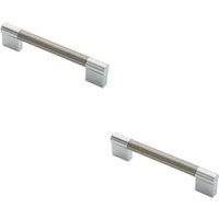 Loops 2x Keyhole Bar Pull Handle 140 x 14mm 128mm Fixing Centres Satin Nickel & Chrome in Metallics