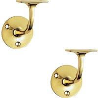Loops 2x Lightweight Handrail Bannister Bracket 72mm Projection Polished Brass in Metallics