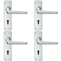 Loops 4x PAIR Straight Tapered Handle on Lock Backplate 152 x 41mm Satin Aluminium