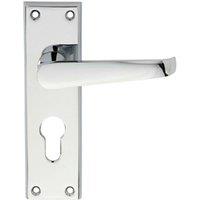 Loops PAIR Straight Victorian Lever on Euro Lock Backplate 150 x 43mm Polished Chrome