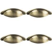Loops 4x Traditional Cup Pull Handle 104 x 26mm 64mm Fixing Centres Burnished Brass in Metallics